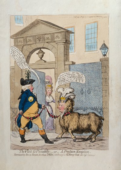 La Visite à Piccadilly, ou Une Réception prussienne, publiée par Hannah Humphrey en 1793 - James Gillray